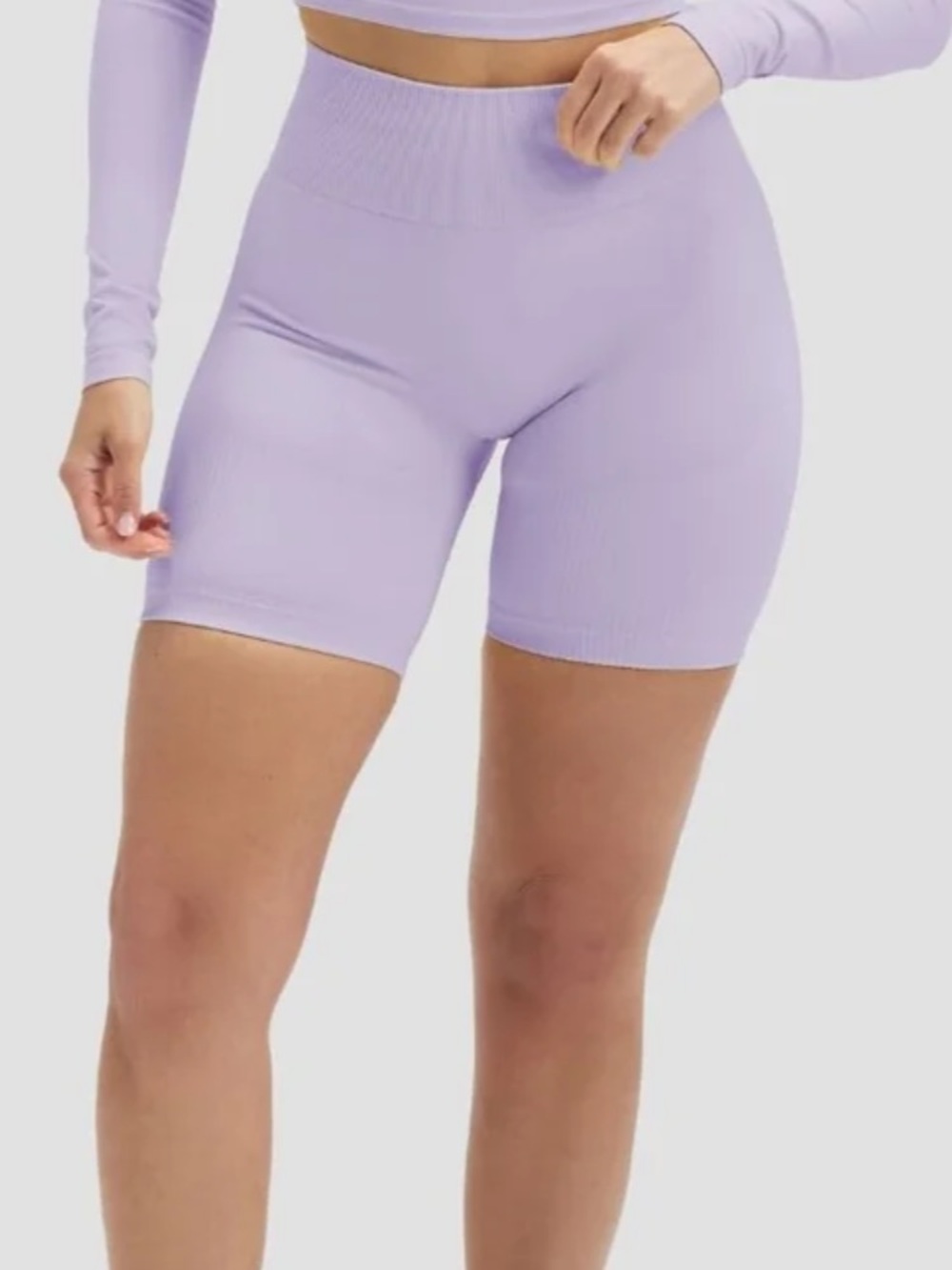 High-Waist Lavender Seamless Bike Shorts